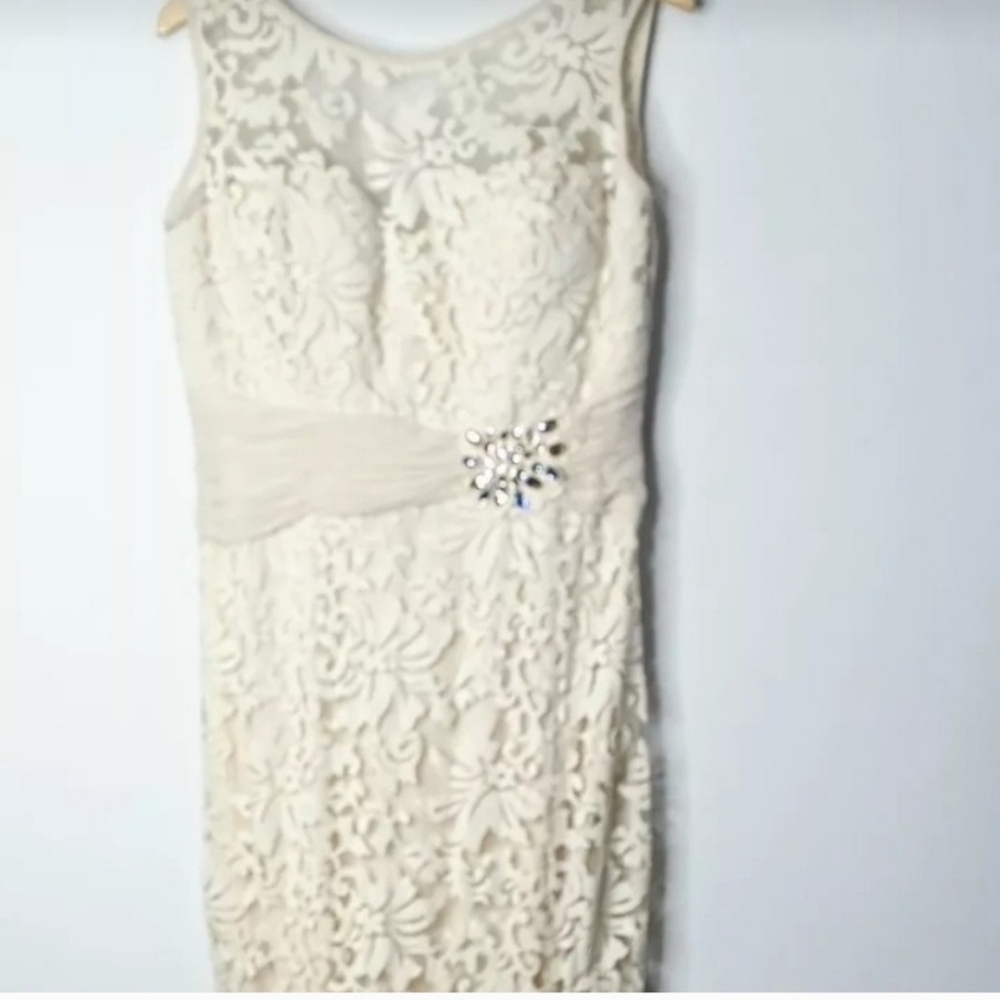 Elegant Cream Lace Dress - Picture 2 of 13